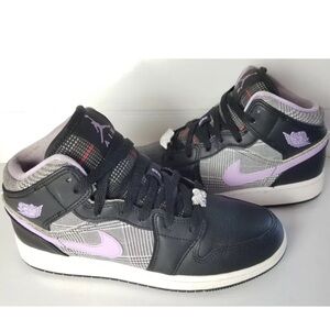 Nike mid 1s black and lavender Jordan